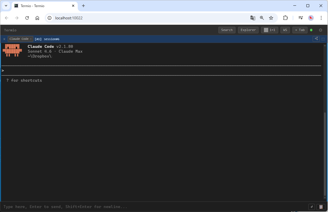 Termio – browser-based terminal with split panes